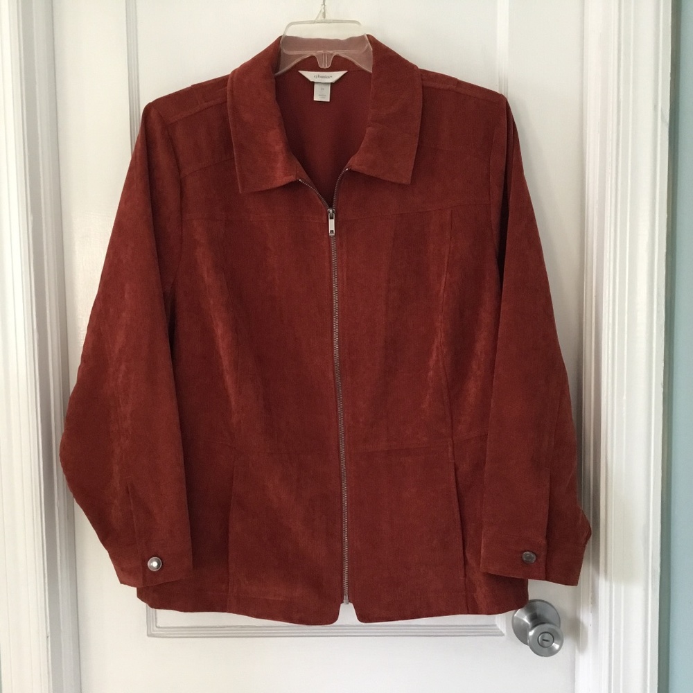 CJ Banks rust colored zip up lightweight jacket, size 2X